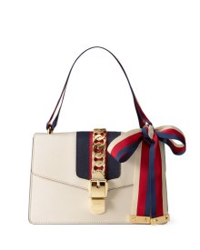 Gucci Sylvie Grosgrain Striped Shoulder Bag White Red Blue